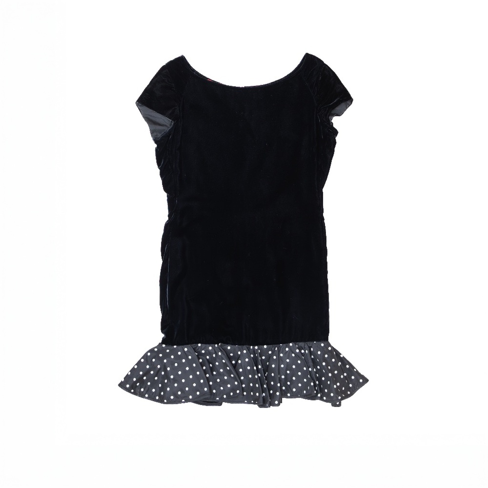 Vintage Valentino Night Black Velvet Polka Dot Cocktail Dress – Size 6 – Made in
